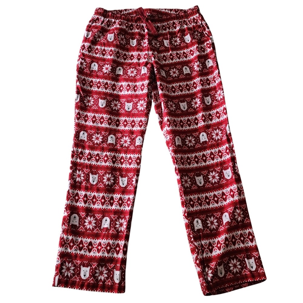 Old Navy Holiday Pajama Pants Mens Large Red Fair Isle Polar Bear Loungewear